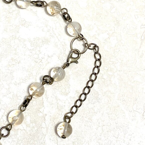 Natural Golden Rutilated Quartz Choker, Bronze Round Mushroom + Genuine Gemstone - Picture 14 of 16